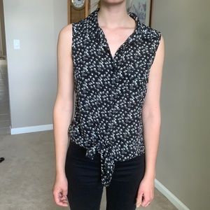 Summer blouse, black and white bird tee.